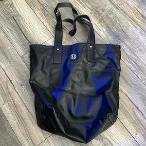 Lululemon Black Faux Leather Tote Bag - Reversible Purple Lining